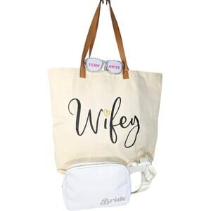 Bridal Wedding Tote Waist Bag Sunlasses Bundle - Wifey Bachelorette Honeymoon